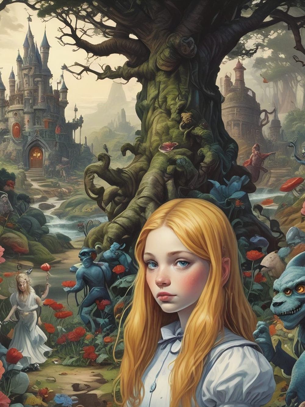 Enchanted Girl Fantasy Art Print — Blue & Green Palette